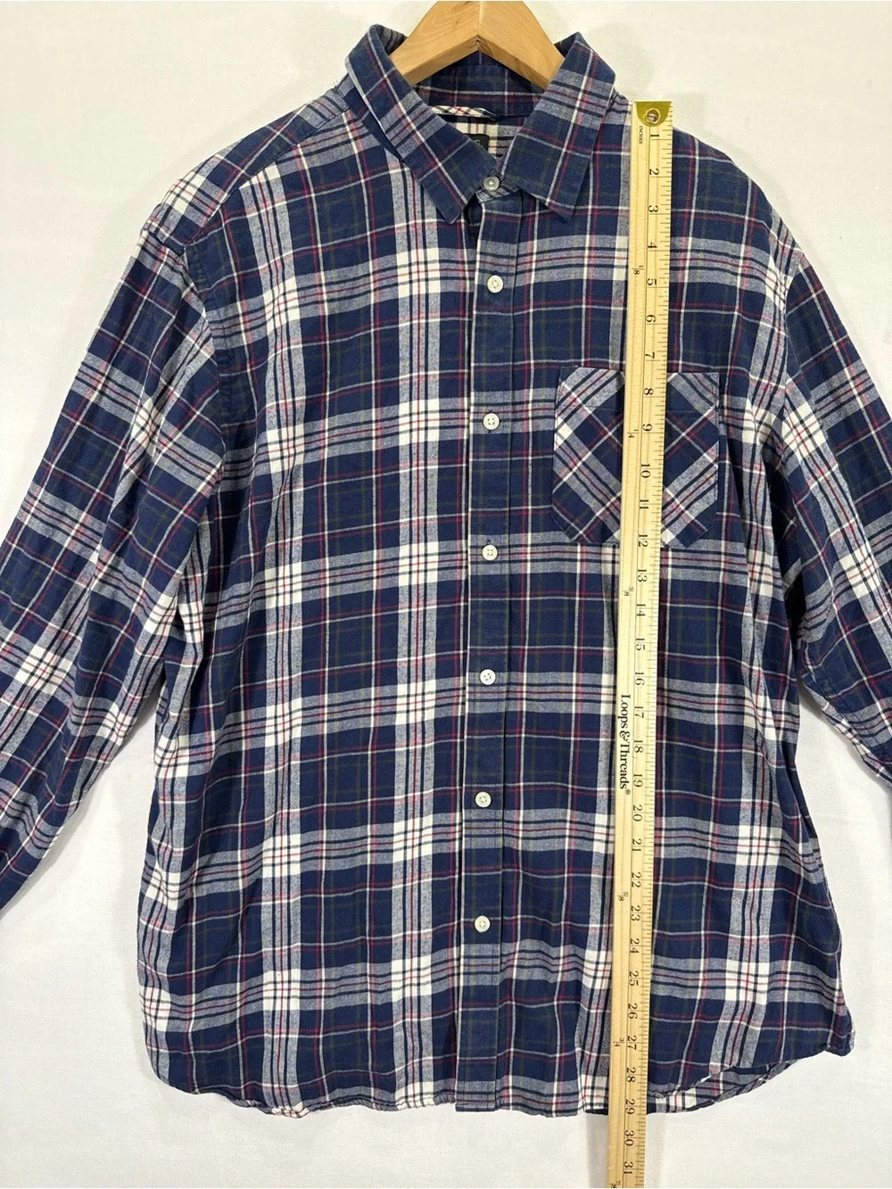 Banana Republic Navy, White & Red Plaid Button-Down Shirt - Men's